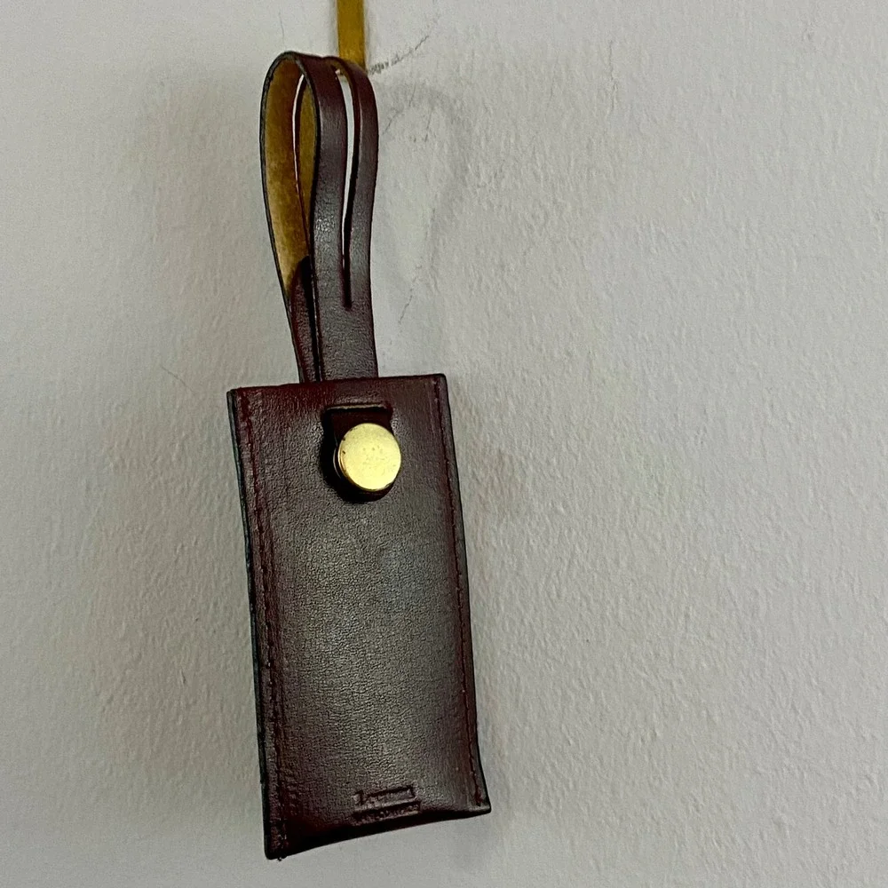 Vintage Marriott's Club Marquis Leather Luggage Tag Brass Lion Logo Travel Bag